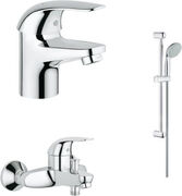Комплект смесителей для ванной с душевым гарнитуром 3 в 1 Grohe Euroeco 124428