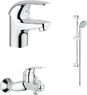 Комплект смесителей для ванной с душевым гарнитуром 3 в 1 Grohe Euroeco 124428