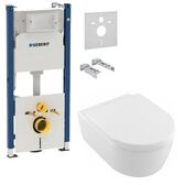 Инсталляция Geberit Duofix 3 В 1 458.126.00.1 + Унитаз подвесной Villeroy&Boch Vento 5656HR01 с сиденьям Soft Close