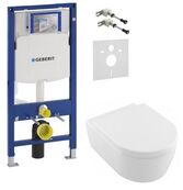 Инсталляция Geberit Duofix 111.300.00.5 3 в 1 + Унитаз подвесной Villeroy&Boch Vento 5656HR01 с сиденьям Soft Close