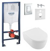 Инсталляция Grohe Rapid SL 38772001 4 в 1 + Унитаз подвесной Villeroy&Boch Vento 5656HR01 с сиденьям Soft Close