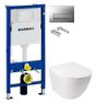 Инсталляция Geberit Duofix 458.103.00.1 с клавишей клавишей Delta50 хром матовый + Унитаз подвесной Qtap Jay Ultra Quiet QT07335177W с сиденьем Soft Close