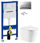 Инсталляция Geberit Duofix 458.103.00.1 с клавишей Delta50 хром матовый + Унитаз подвесной Koller Pool Orion OR-0515-RW с сиденьем Soft Close