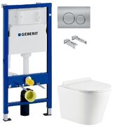Инсталляция Geberit Duofix 458.103.00.1 с клавишей Delta20 хром матовый + Унитаз подвесной Koller Pool Orion OR-0515-RW с сиденьем Soft Close