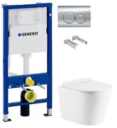 Инсталляция Geberit Duofix 458.103.00.1 с клавишей Delta20 хром глянцевый + Унитаз подвесной Koller Pool Orion OR-0515-RW с сиденьем Soft Close
