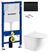 Инсталляция Geberit Duofix 458.103.00.1 с клавишей Delta 50 черный глянцевый + Унитаз подвесной Koller Pool Round Smart RN-0490-RW с сиденьем Soft Close