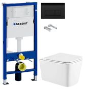 Инсталляция Geberit Duofix 458.103.00.1 с клавишей Delta50 черный глянцевый + Унитаз подвесной Koller Pool Kvadro KR-0530-RW с сиденьем Soft Close