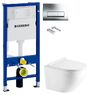Инсталляция Geberit Duofix 458.103.00.1 с клавишей Delta50 хром глянцевый + Унитаз подвесной Koller Pool Round Rimless RN-0520-RW с сиденьем Soft Close