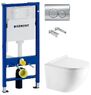 Инсталляция Geberit Duofix 458.103.00.1 с клавишей Delta20 хром глянцевый + Унитаз подвесной Koller Pool Round Rimless RN-0520-RW с сиденьем Soft Close