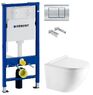 Инсталляция Geberit Duofix 458.103.00.1 с клавишей Delta30 хром глянцевый + Унитаз подвесной Koller Pool Round Rimless RN-0520-RW с сиденьем Soft Close