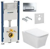 Инсталляция Geberit Duofix 458.178.21.1 4 в 1 + Унитаз подвесной ASIGNATURA Simple Line Rimless 37802805 с сиденьем Soft Close