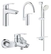 Набор смесителей Grohe Eurosmart + New Tempesta 100 + kitchen хром UA123248MK