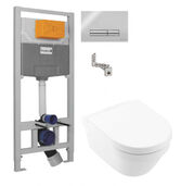 Инсталляции для унитаза Imprese 3 в 1 i9120 (клавиша PANI хром) + Унитаз подвесной Villeroy & Boch ARCHITECTURA NEW 4694HR01 с сидением Slow closing