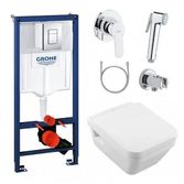 Инсталляция GROHE 38772001 + Унитаз с крышкой микролифт Villeroy & Boch Omnia architectura 5685H101 + Гигиенический душ Grohe Bau Edge 28512001, 38772001+5685H101+28512001