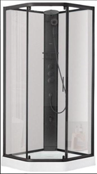 Душовий бокс DUSEL GLARE Black Matt 90x90x210 скло прозоре, профіль чорний Dusel-573